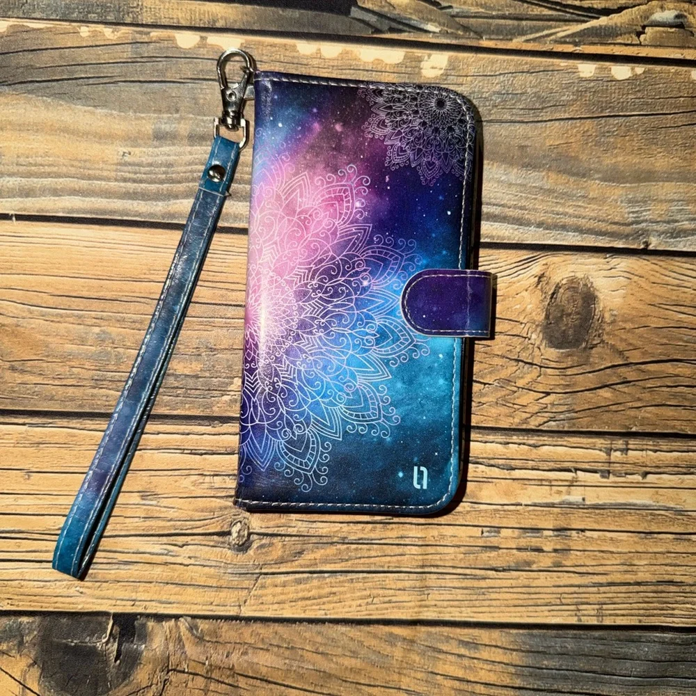 Elegant Blue and Purple Mandala Phone Wallet Case‎